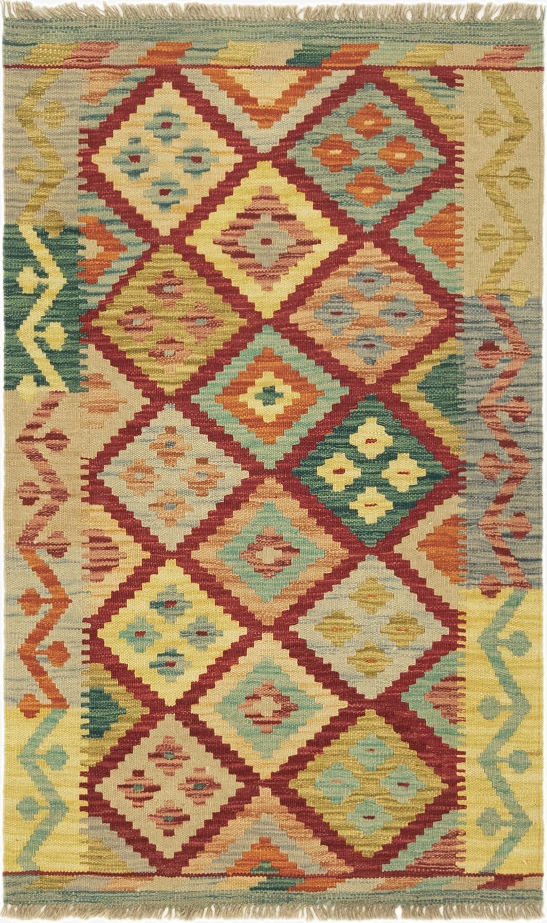 2' 8 x 4' 4  Hand Woven Kilim Maymana Wool Rug