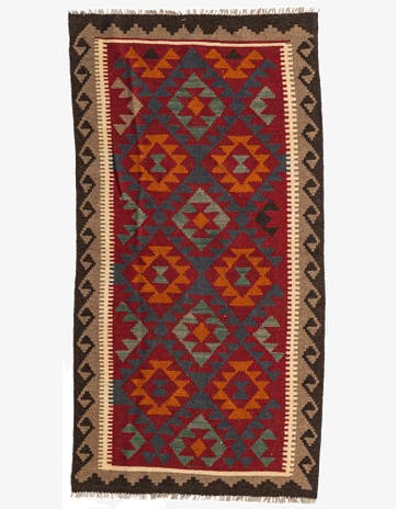 3' 4 x 6' 6 Hand Woven Kilim Maymana Wool Rug