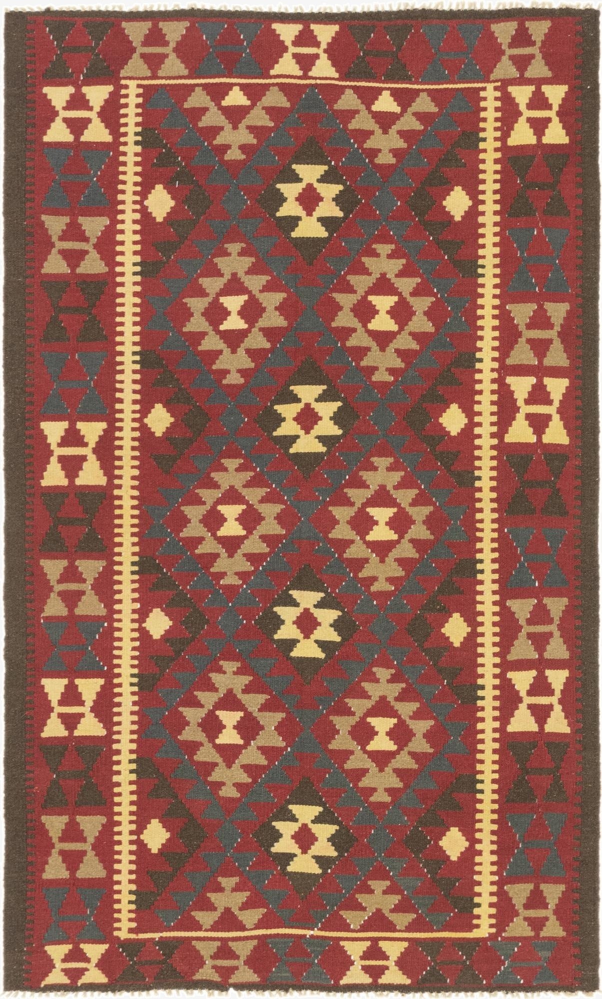 5' x 8' 2  Hand Woven Kilim Maymana Wool Rug