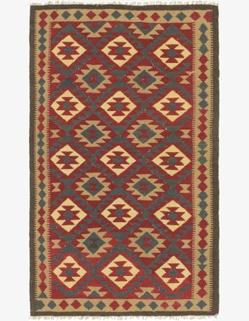 4' 10 x 8' 4 Hand Woven Kilim Maymana Wool Rug