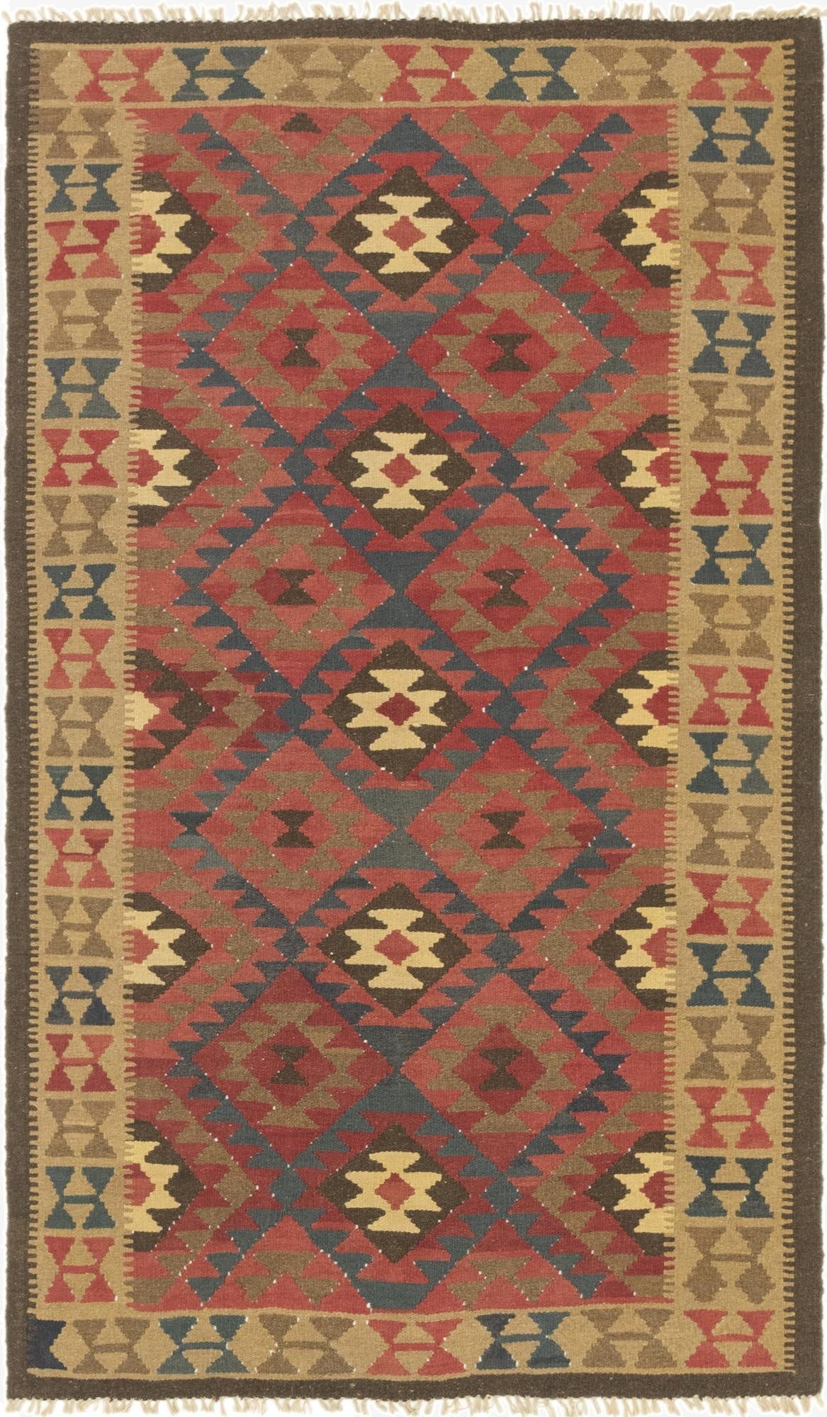5' x 8' 4  Hand Woven Kilim Maymana Wool Rug