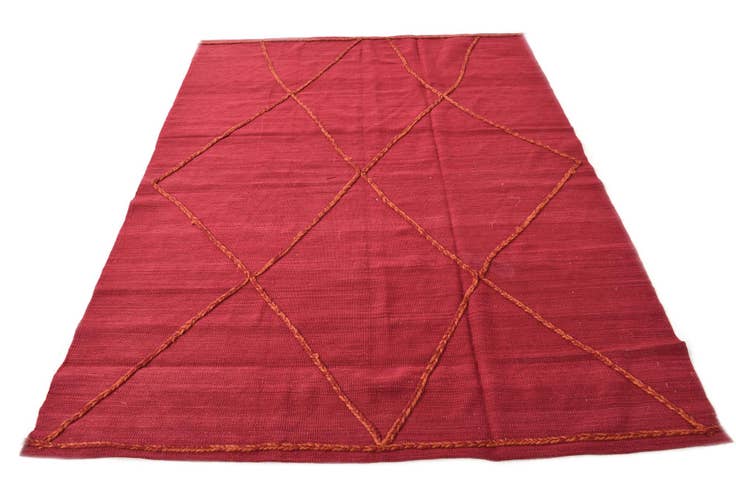 Detail image of 5' 7 x 7' 10 Hand Woven Kilim Modern Wool Rug