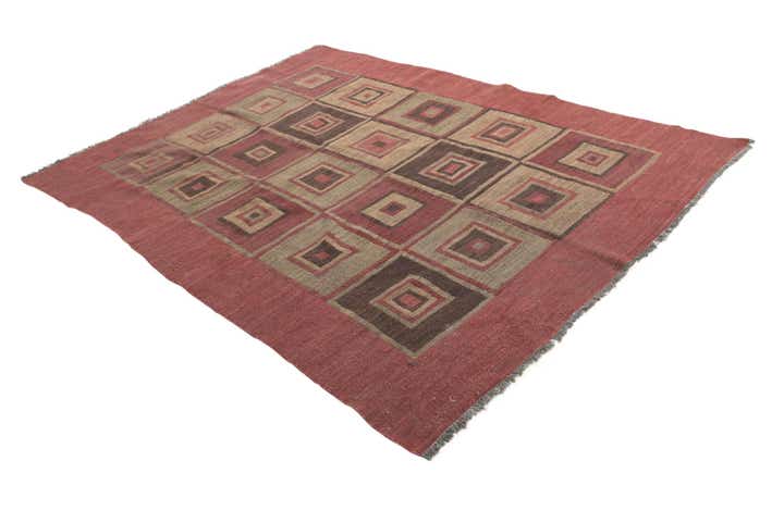6' 7 x 8' 6 Hand Woven Kilim Modern Wool Rug