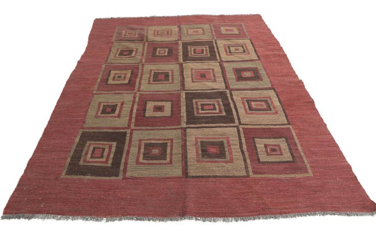 Detail image of 6' 7 x 8' 6 Hand Woven Kilim Modern Wool Rug