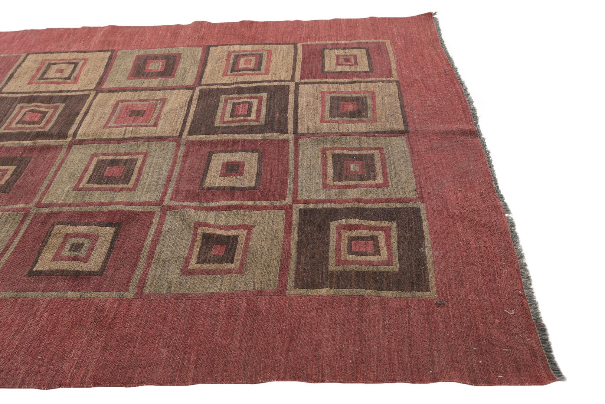 6' 7 x 8' 6 Hand Woven Kilim Modern Wool Rug
