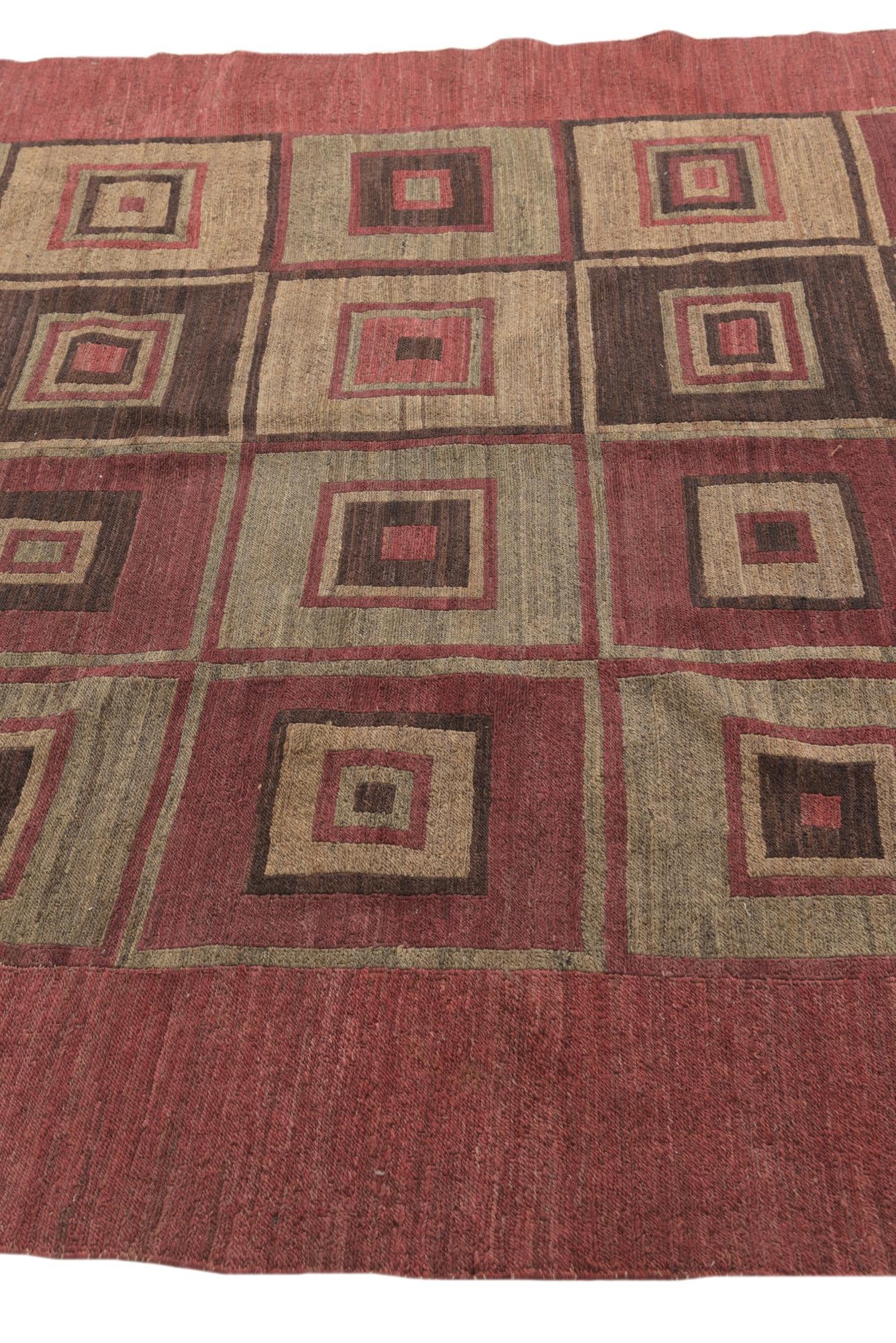 6' 7 x 8' 6 Hand Woven Kilim Modern Wool Rug
