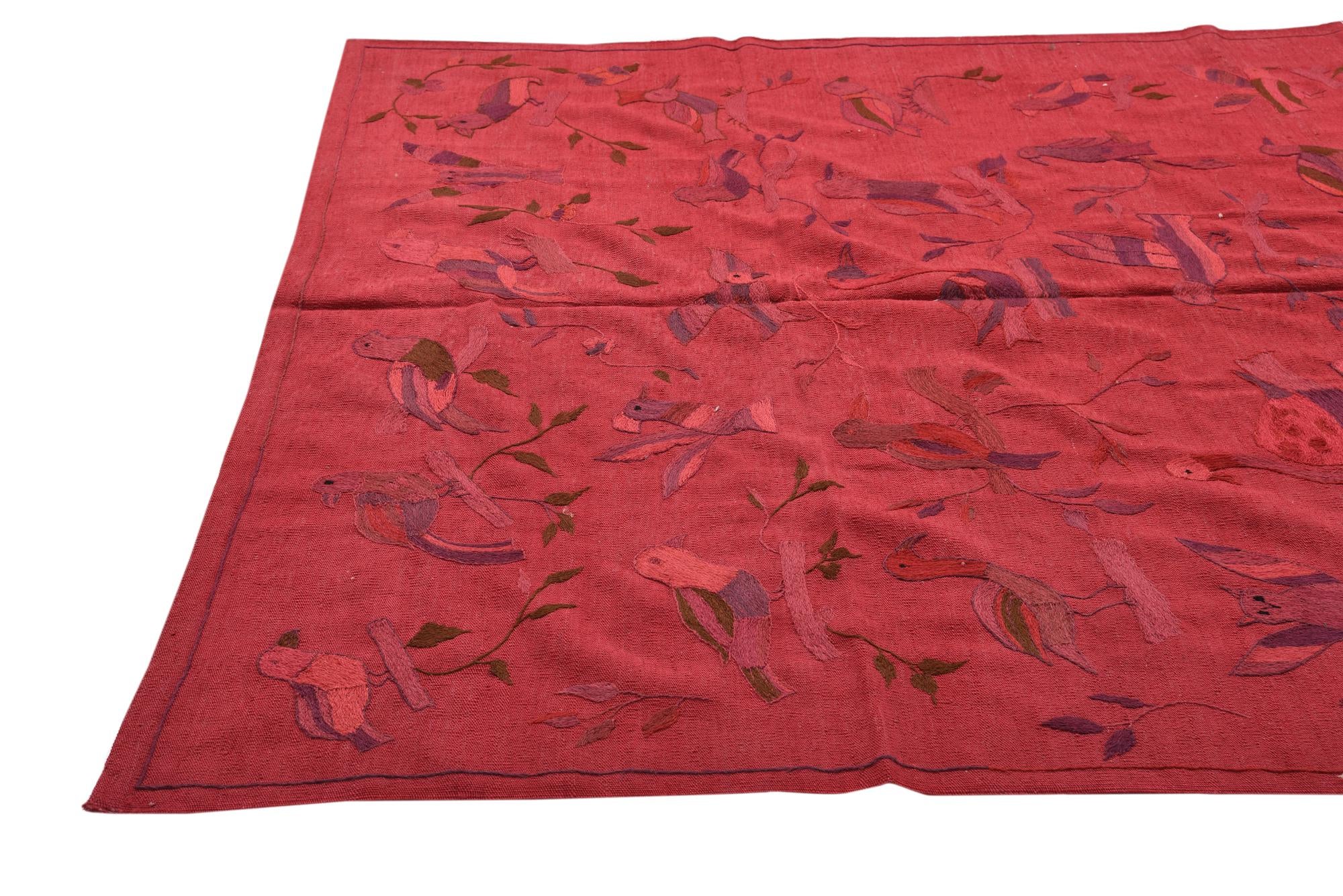 6' 9 x 9' 5 Hand Woven Kilim Suzani Wool Rug