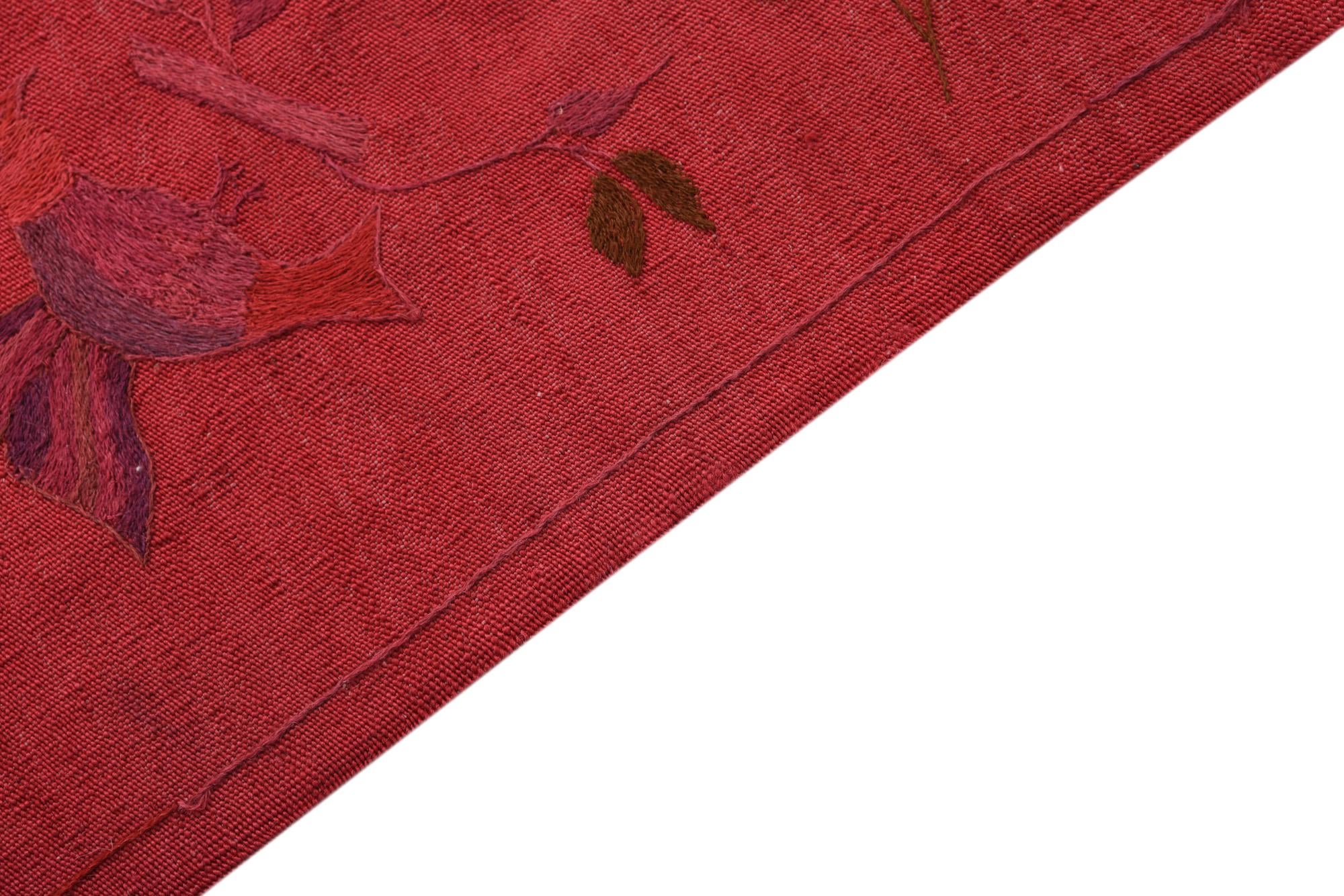 6' 9 x 9' 5 Hand Woven Kilim Suzani Wool Rug