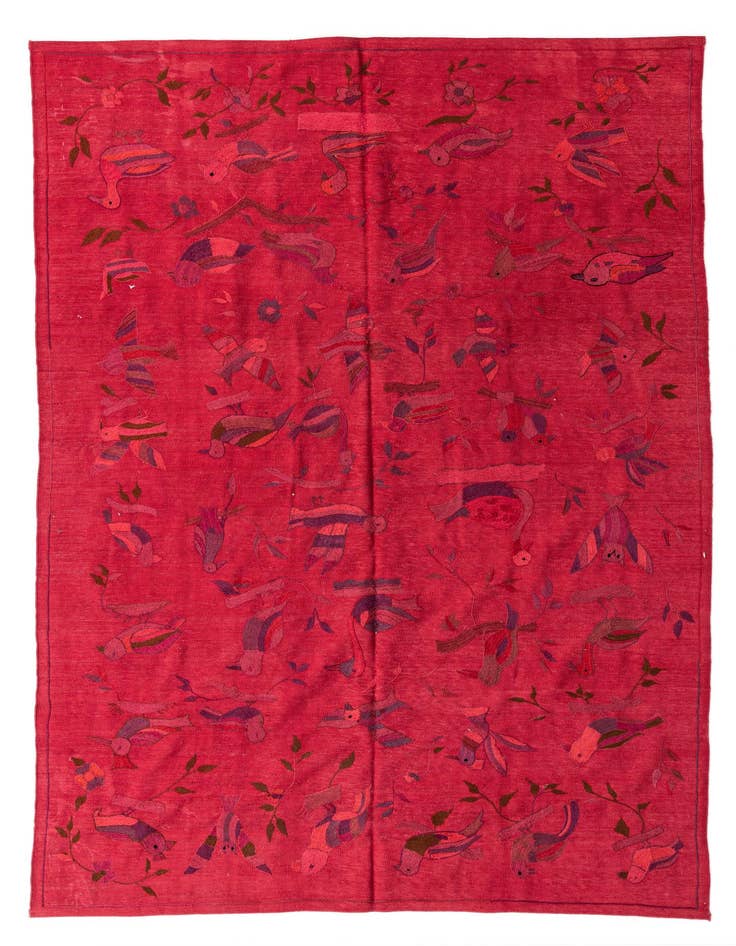 Detail image of 6' 9 x 9' 5 Hand Woven Kilim Suzani Wool Rug