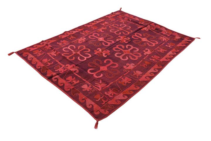 125cm x 175cm Handgeweven Kilim Suzani Wol Vloerkleed