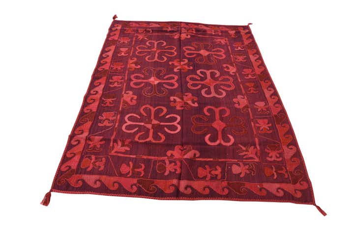 125cm x 175cm Handgeweven Kilim Suzani Wol Vloerkleed