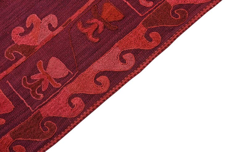 Detailfoto van 125cm x 175cm Handgeweven Kilim Suzani Wol Vloerkleed