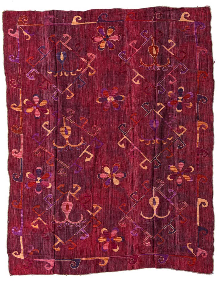Detail image of 5' 8 x 7' 2 Hand Woven Kilim Suzani Wool Rug