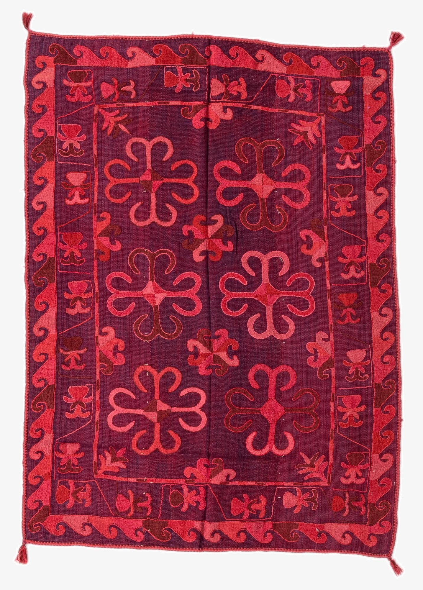 4' 1 x 5' 8  Hand Woven Kilim Suzani Wool Rug
