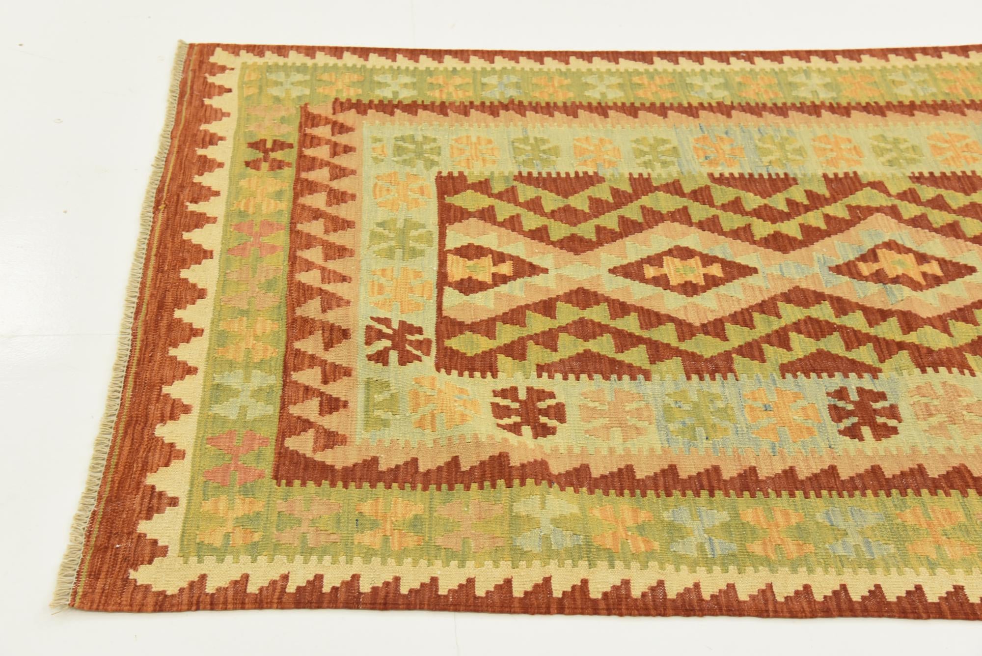 3' 6 x 6' 3 Hand Woven Kilim Waziri Wool Rug