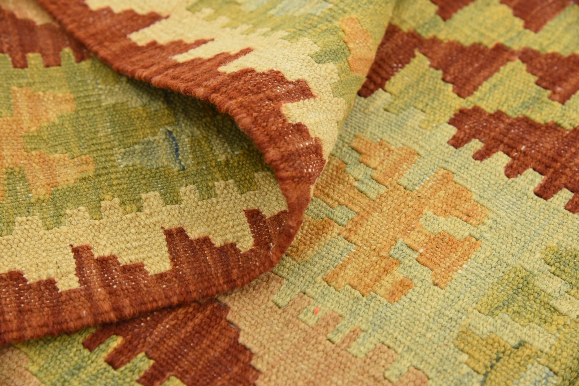 3' 6 x 6' 3 Hand Woven Kilim Waziri Wool Rug