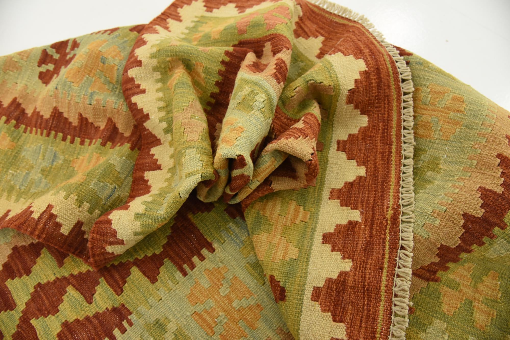 3' 6 x 6' 3 Hand Woven Kilim Waziri Wool Rug