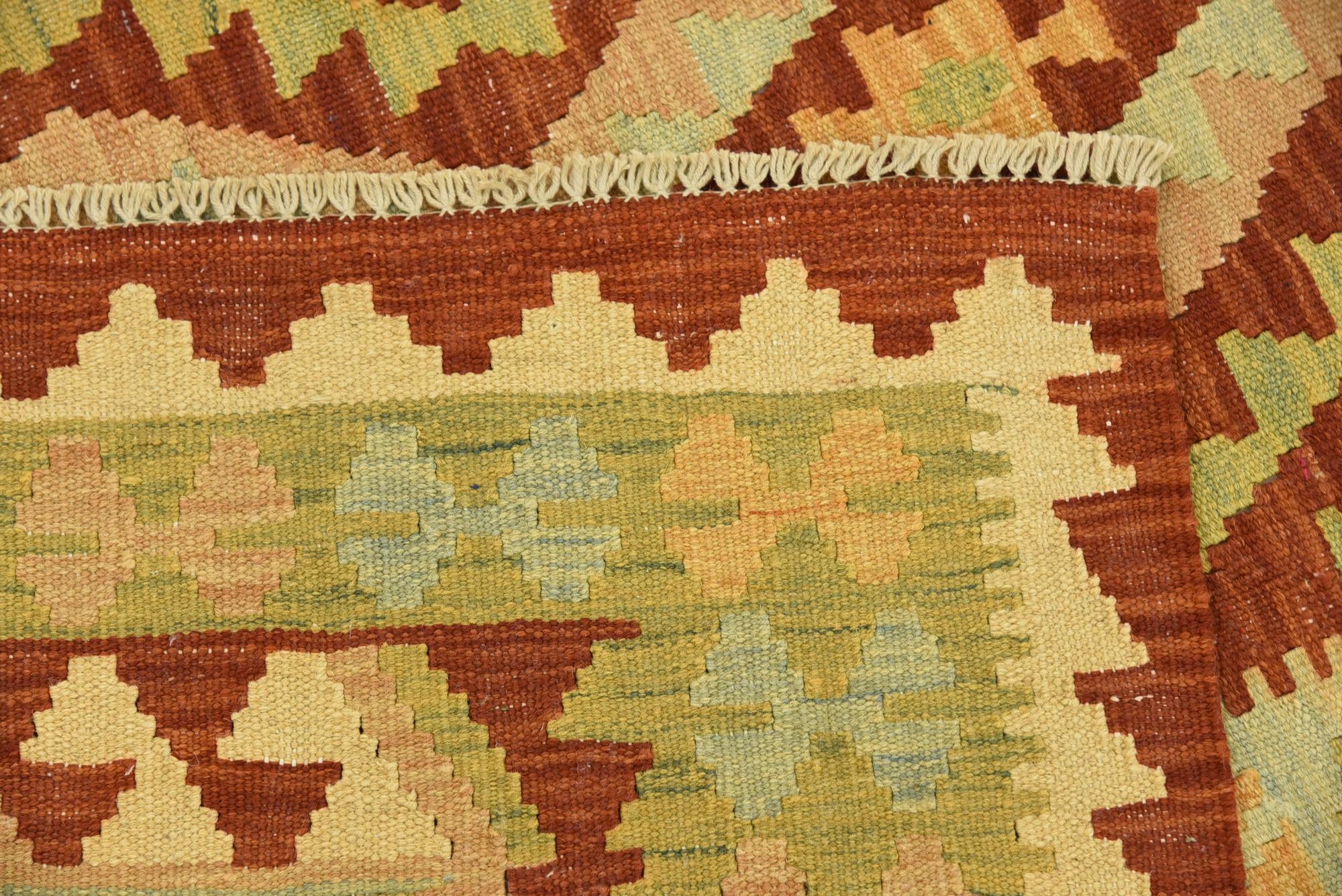 3' 6 x 6' 3 Hand Woven Kilim Waziri Wool Rug