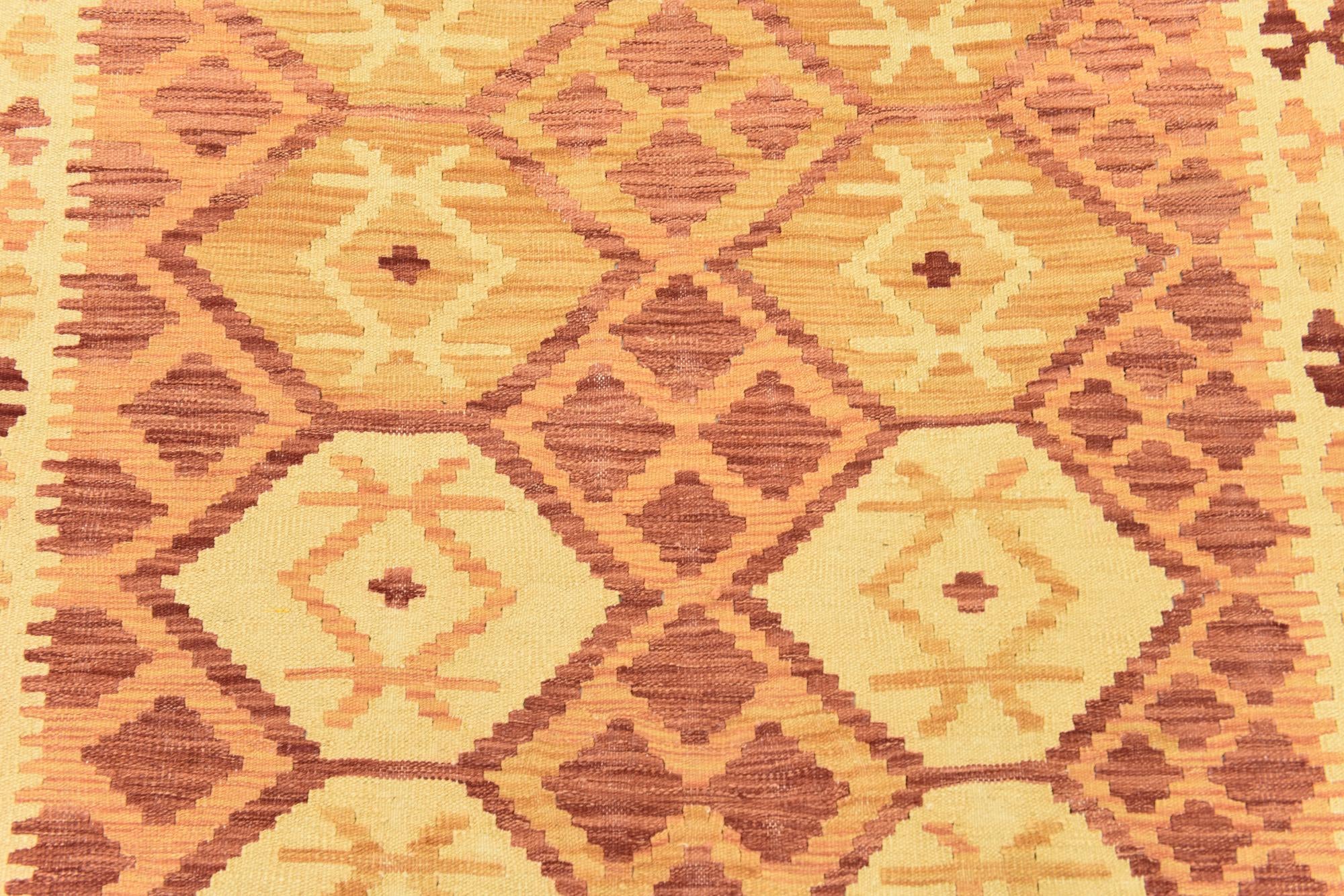 4' 9 x 6' 9 Hand Woven Kilim Waziri Wool Rug