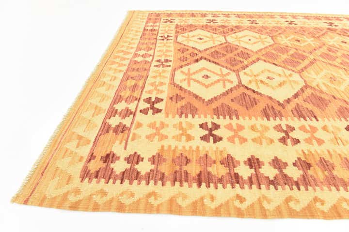 4' 9 x 6' 9 Hand Woven Kilim Waziri Wool Rug