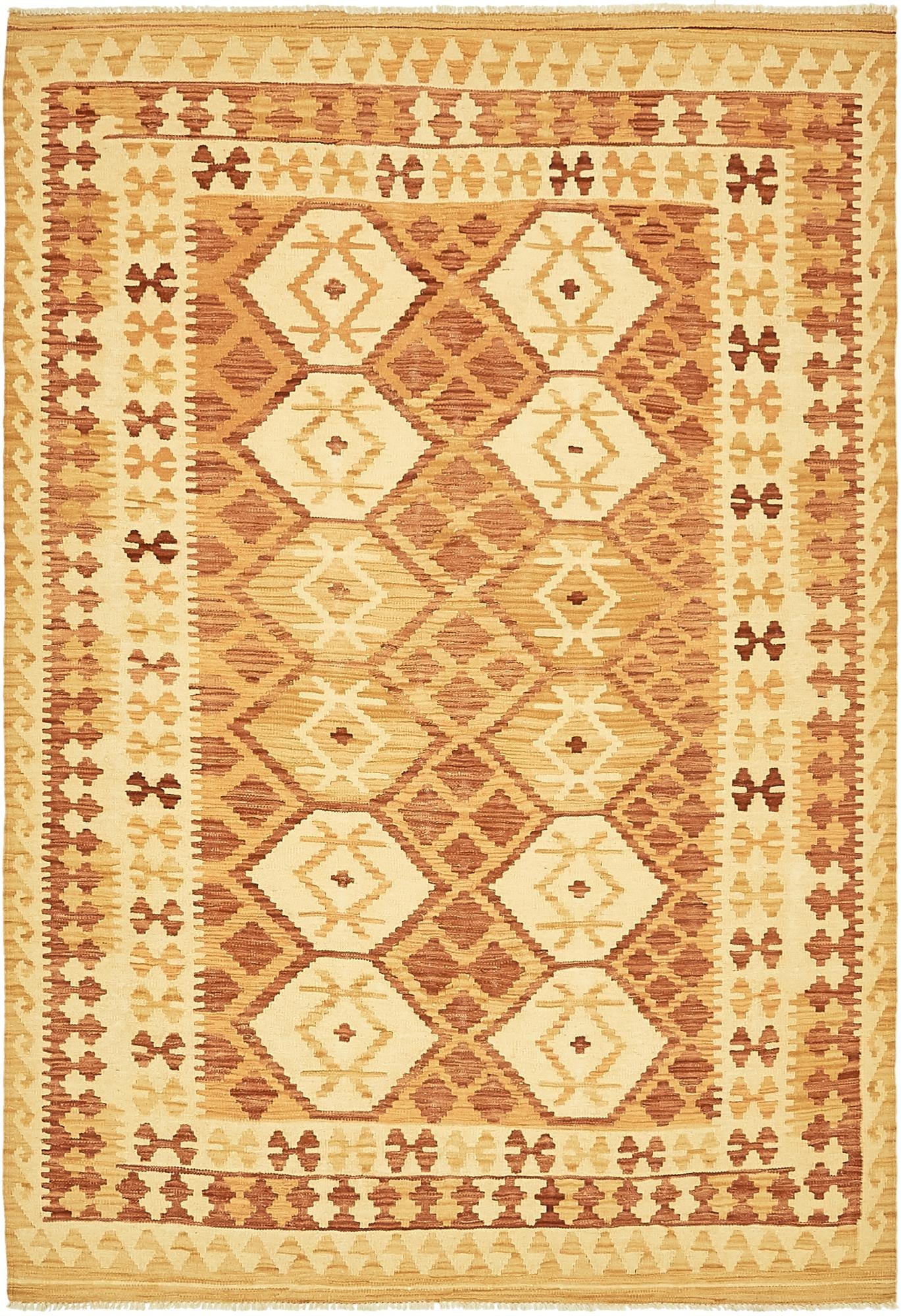 4' 9 x 6' 9 Hand Woven Kilim Waziri Wool Rug