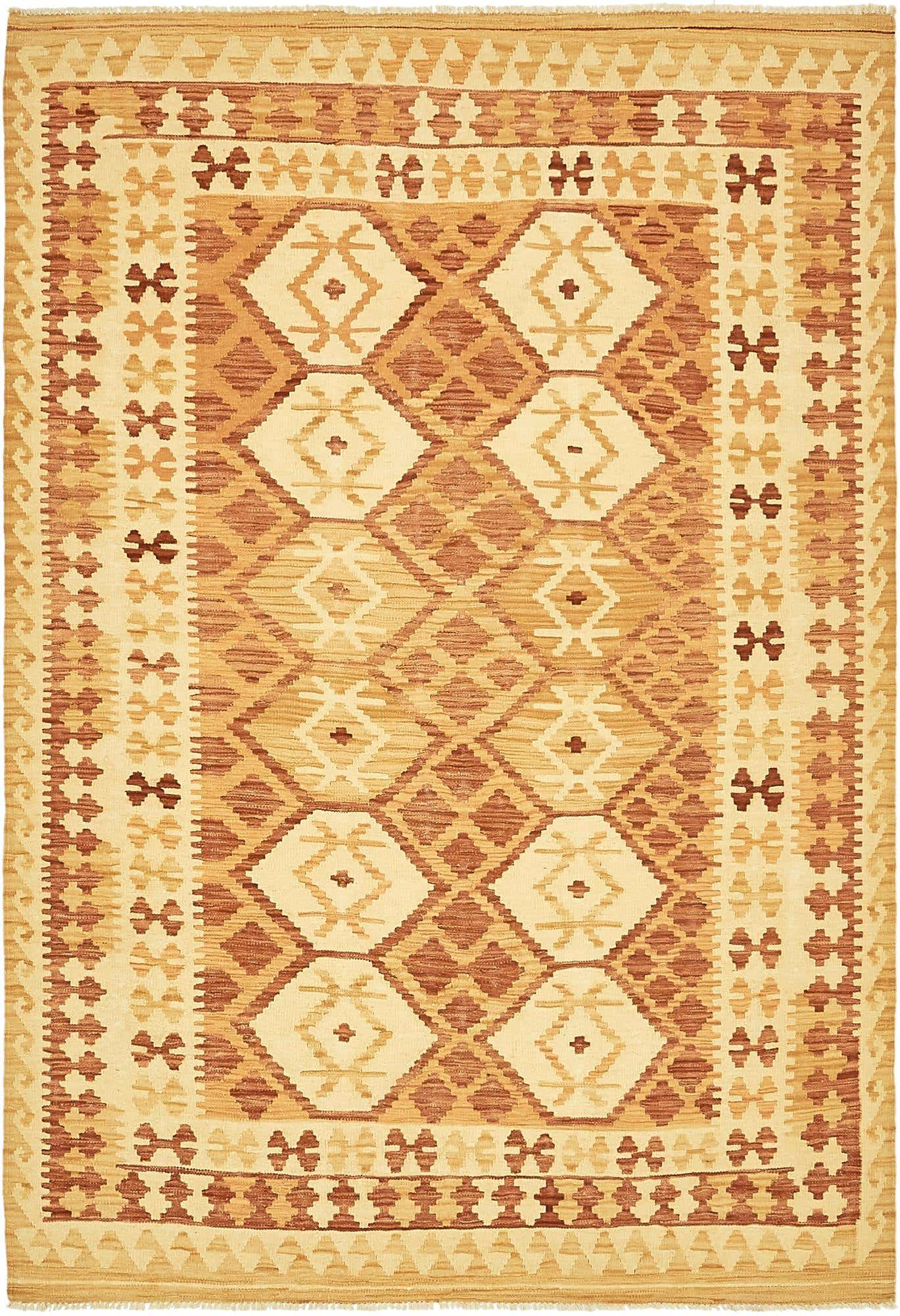 4' 9 x 6' 9 Hand Woven Kilim Waziri Wool Rug