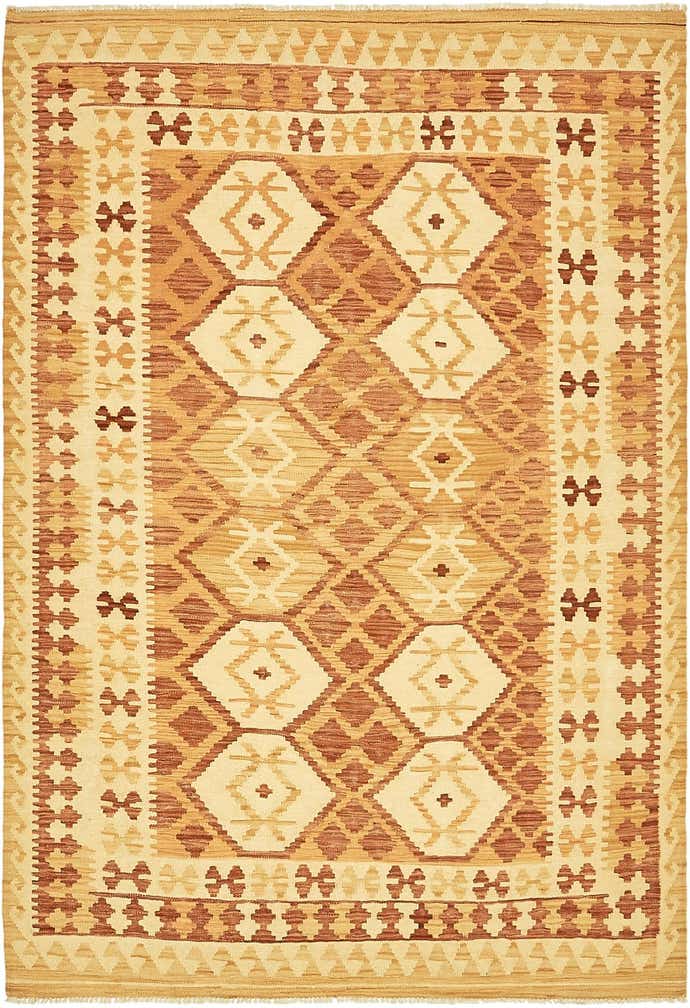 4' 9 x 6' 9 Hand Woven Kilim Waziri Wool Rug