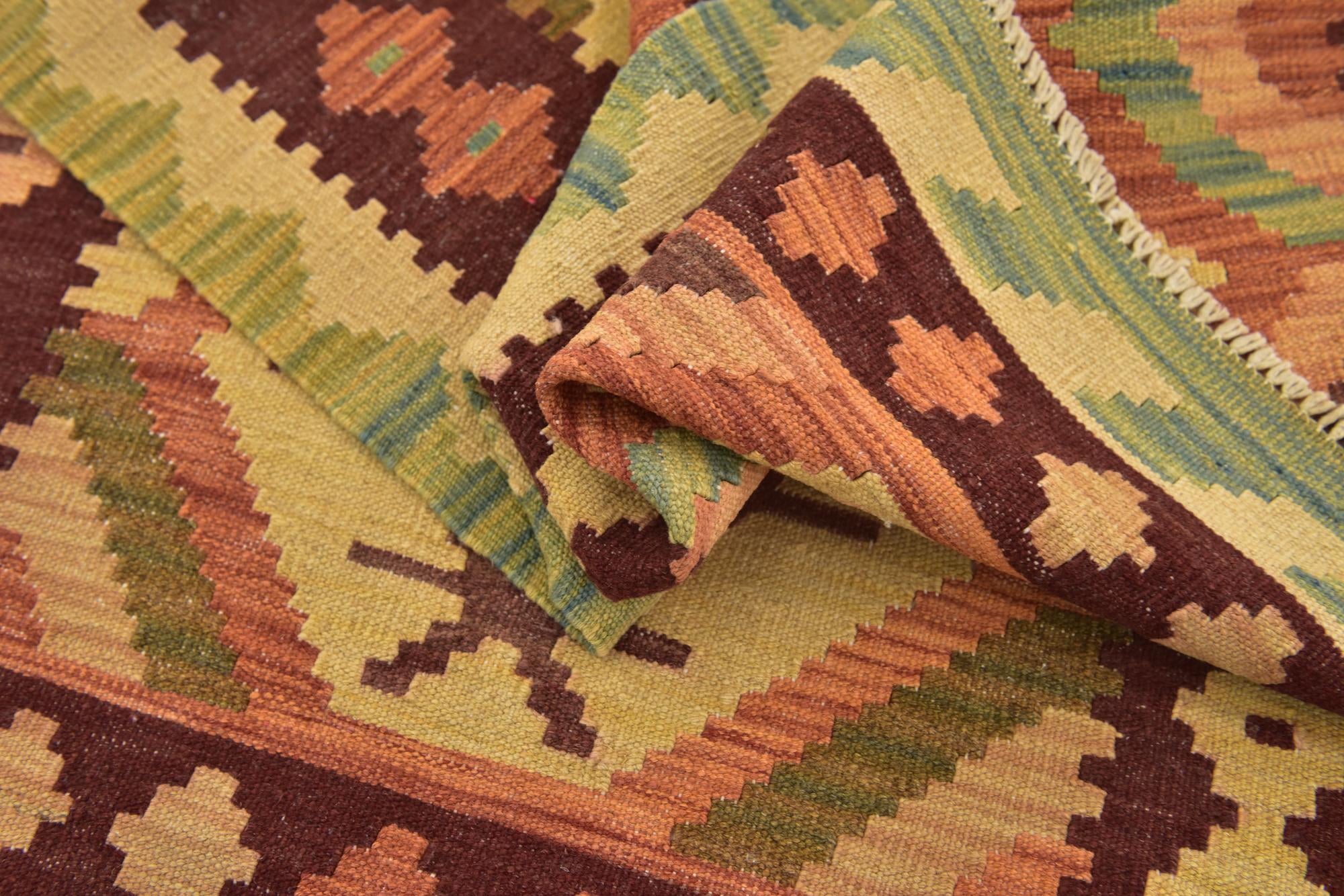 2' 7 x 4' 3 Hand Woven Kilim Waziri Wool Rug