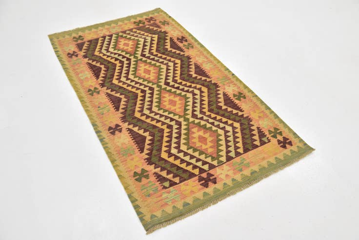 Detail image of 2' 10 x 5' Hand Woven Kilim Waziri Wool Rug