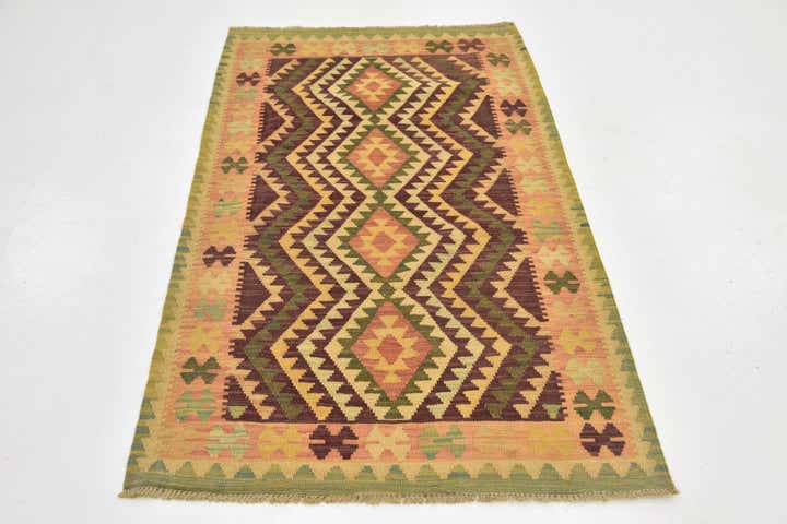 2' 10 x 5' Hand Woven Kilim Waziri Wool Rug