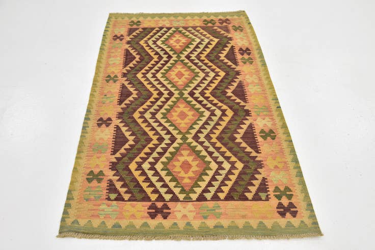 Detail image of 2' 10 x 5' Hand Woven Kilim Waziri Wool Rug
