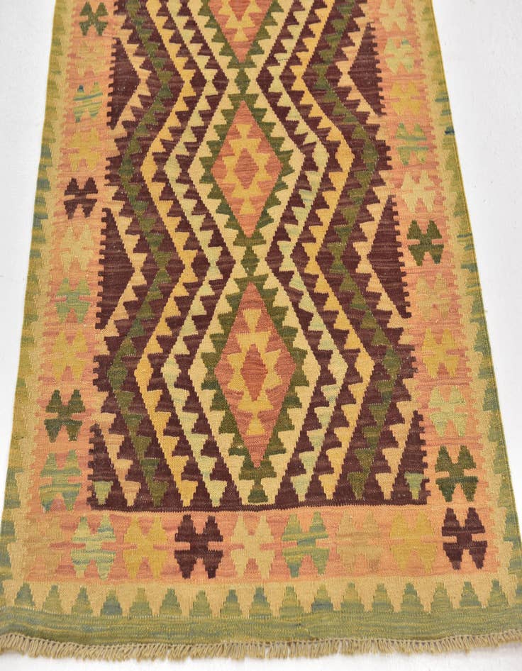 Detail image of 2' 10 x 5'  Hand Woven Kilim Waziri Wool Rug