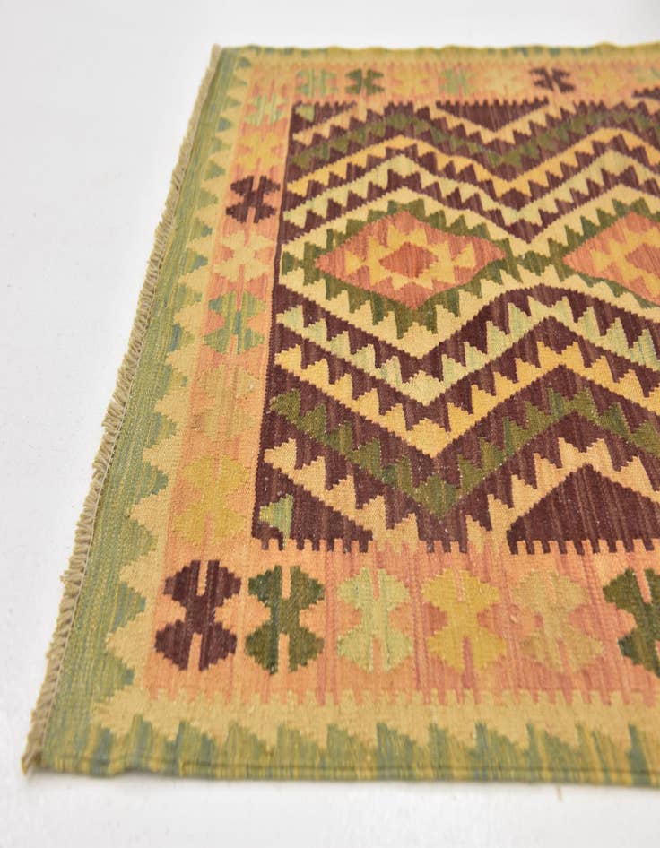 Detail image of 2' 10 x 5'  Hand Woven Kilim Waziri Wool Rug