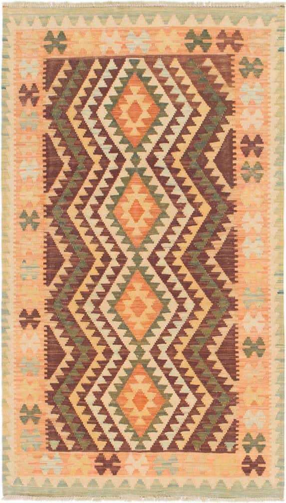 2' 10 x 5' Hand Woven Kilim Waziri Wool Rug