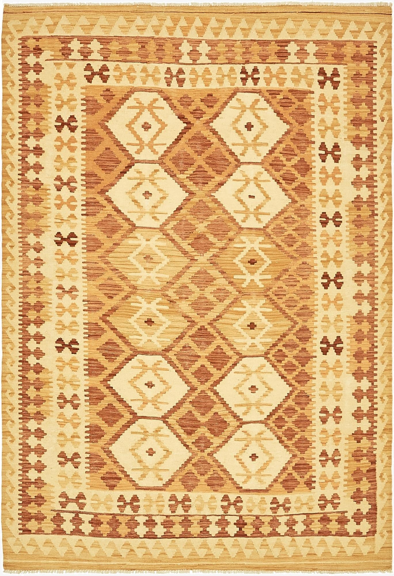 4' 9 x 6' 9  Hand Woven Kilim Waziri Wool Rug