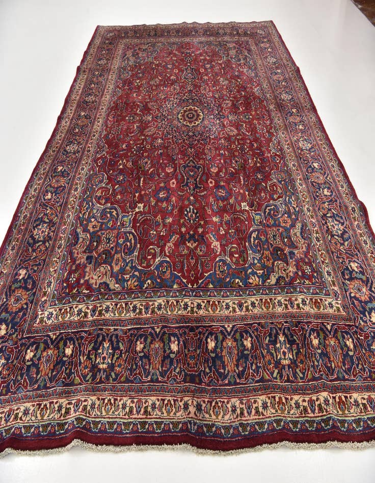 Detail image of 9' 6 x 12' 9 Hand Knotted Mashad Persian Wool Rug