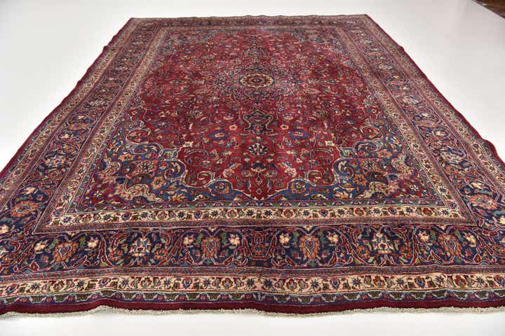 9' 6 x 12' 9 Hand Knotted Mashad Persian Wool Rug