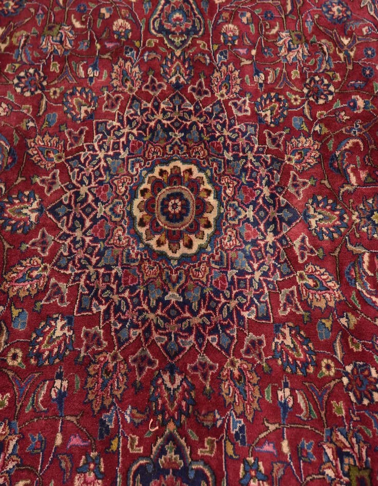 Detail image of 9' 6 x 12' 9 Hand Knotted Mashad Persian Wool Rug