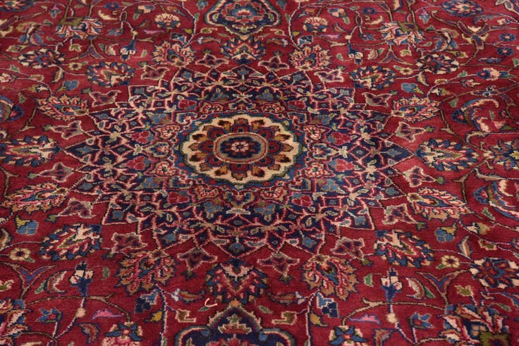 Detail image of 9' 6 x 12' 9 Hand Knotted Mashad Persian Wool Rug