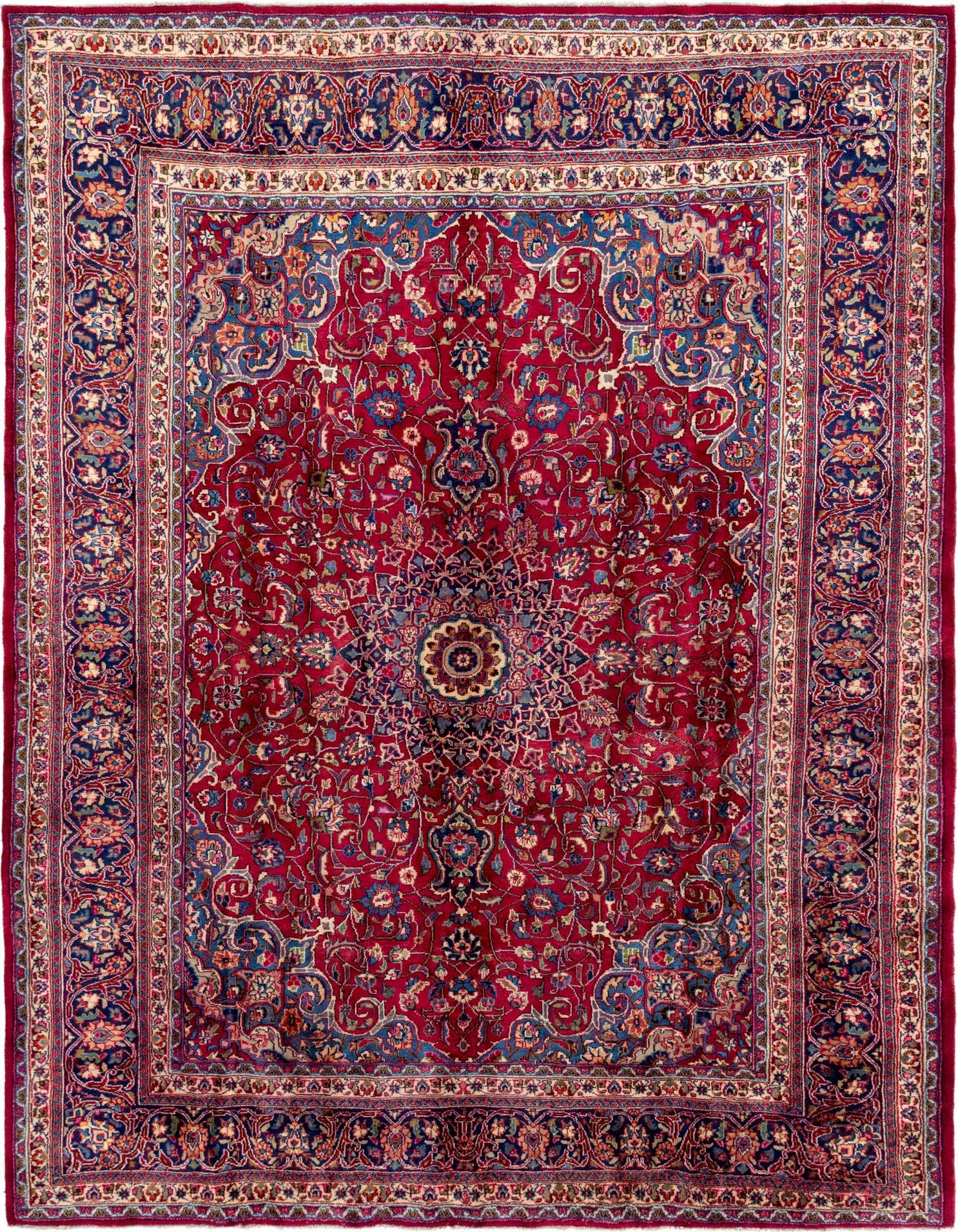 9' 6 x 12' 9 Hand Knotted Mashad Persian Wool Rug