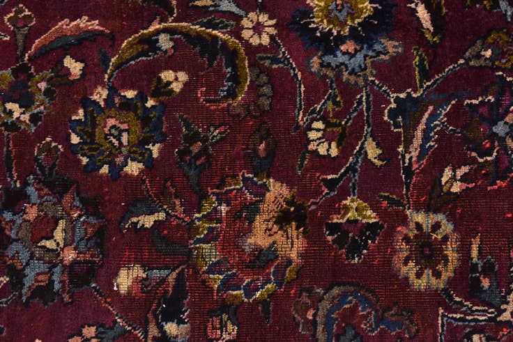 Detail image of 9' 8 x 12' 7 Hand Knotted Mashad Persian Wool Rug