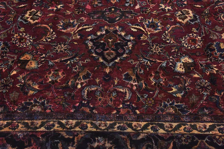Detail image of 9' 8 x 12' 7 Hand Knotted Mashad Persian Wool Rug