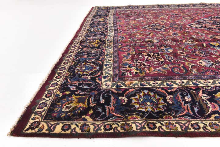9' 8 x 12' 7 Hand Knotted Mashad Persian Wool Rug