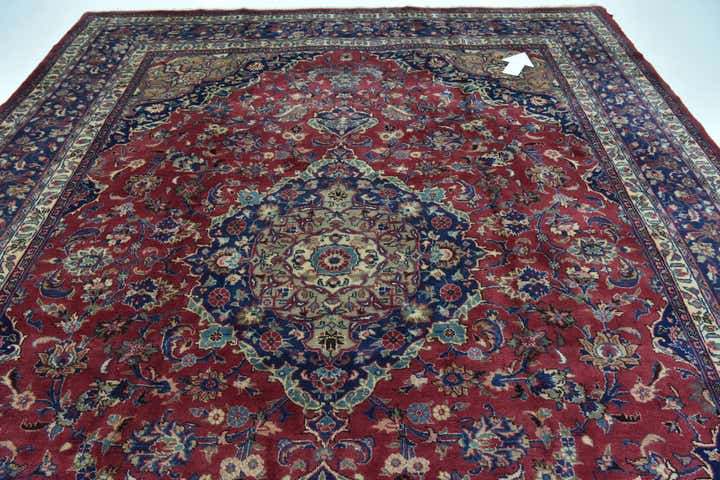 9' 9 x 12' 6 Hand Knotted Mashad Persian Wool Rug