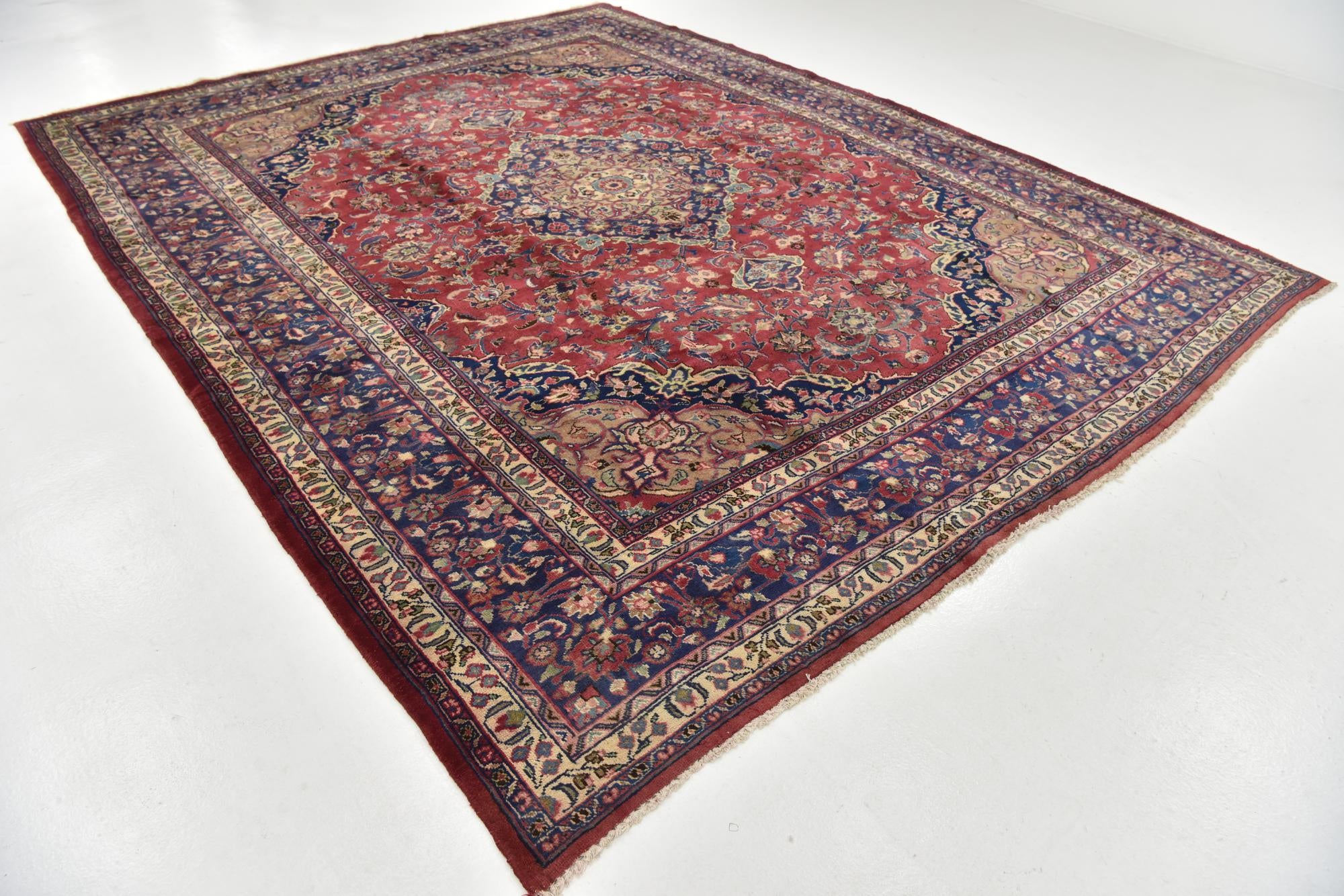 9' 9 x 12' 6 Hand Knotted Mashad Persian Wool Rug