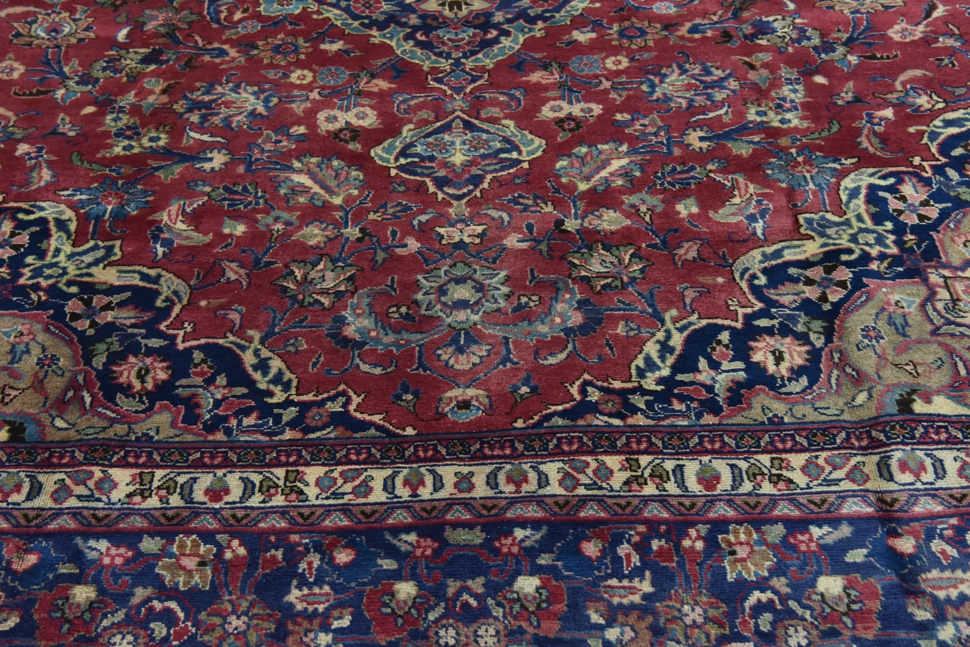 9' 9 x 12' 6 Hand Knotted Mashad Persian Wool Rug