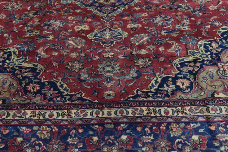 Detail image of 9' 9 x 12' 6 Hand Knotted Mashad Persian Wool Rug