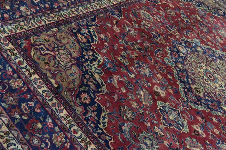 Detail image of 9' 9 x 12' 6 Hand Knotted Mashad Persian Wool Rug