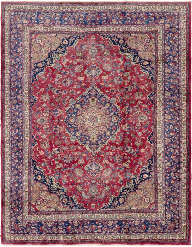 Detail image of 9' 9 x 12' 6 Hand Knotted Mashad Persian Wool Rug