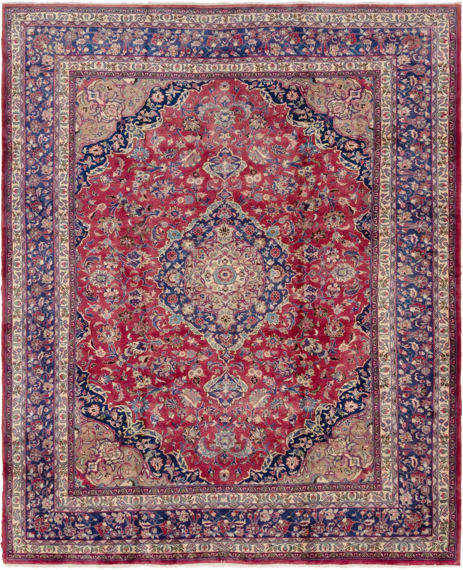 9' 9 x 12' 6 Hand Knotted Mashad Persian Wool Rug